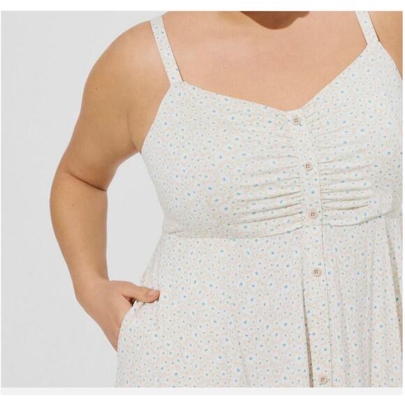 Torrid Women Midi Super Soft Button-Front Dress Sz. 4X  Striped Daisy Floral - Picture 3 of 11